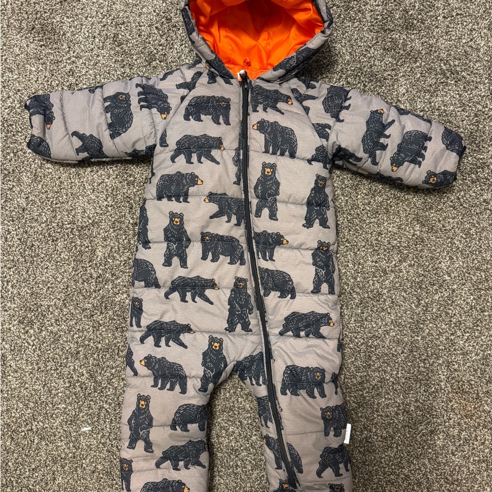 Hatley Gray Bear Print Puffer Jacket